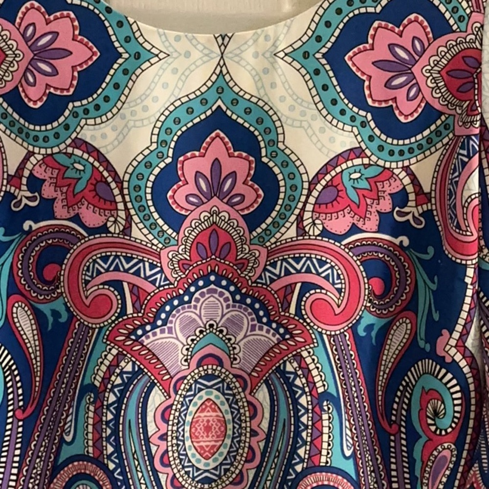 NWOT Pink Owl Apparel Paisley Multicolor Dress w/ Unique Shaped Bell Sleeves - Picture 5 of 15